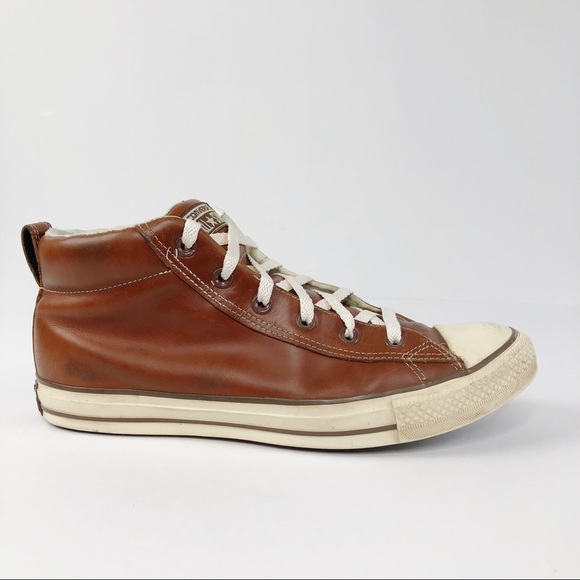 Converse Hi Top Brown Leather Sneakers Shoes